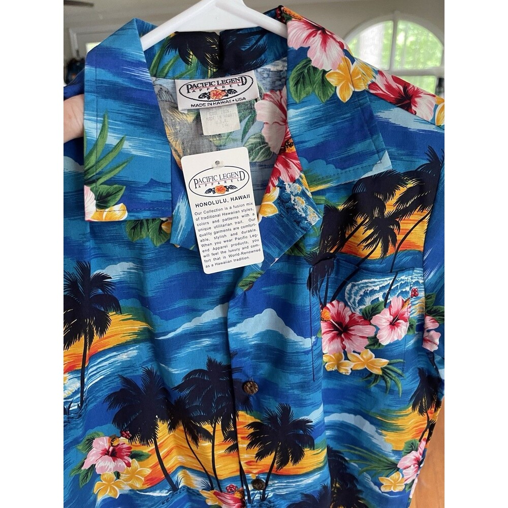 Vtg Pacific Legend Apparel Hawaiian Floral Shirt Made in Hawaii USA Boy's 14 NWT